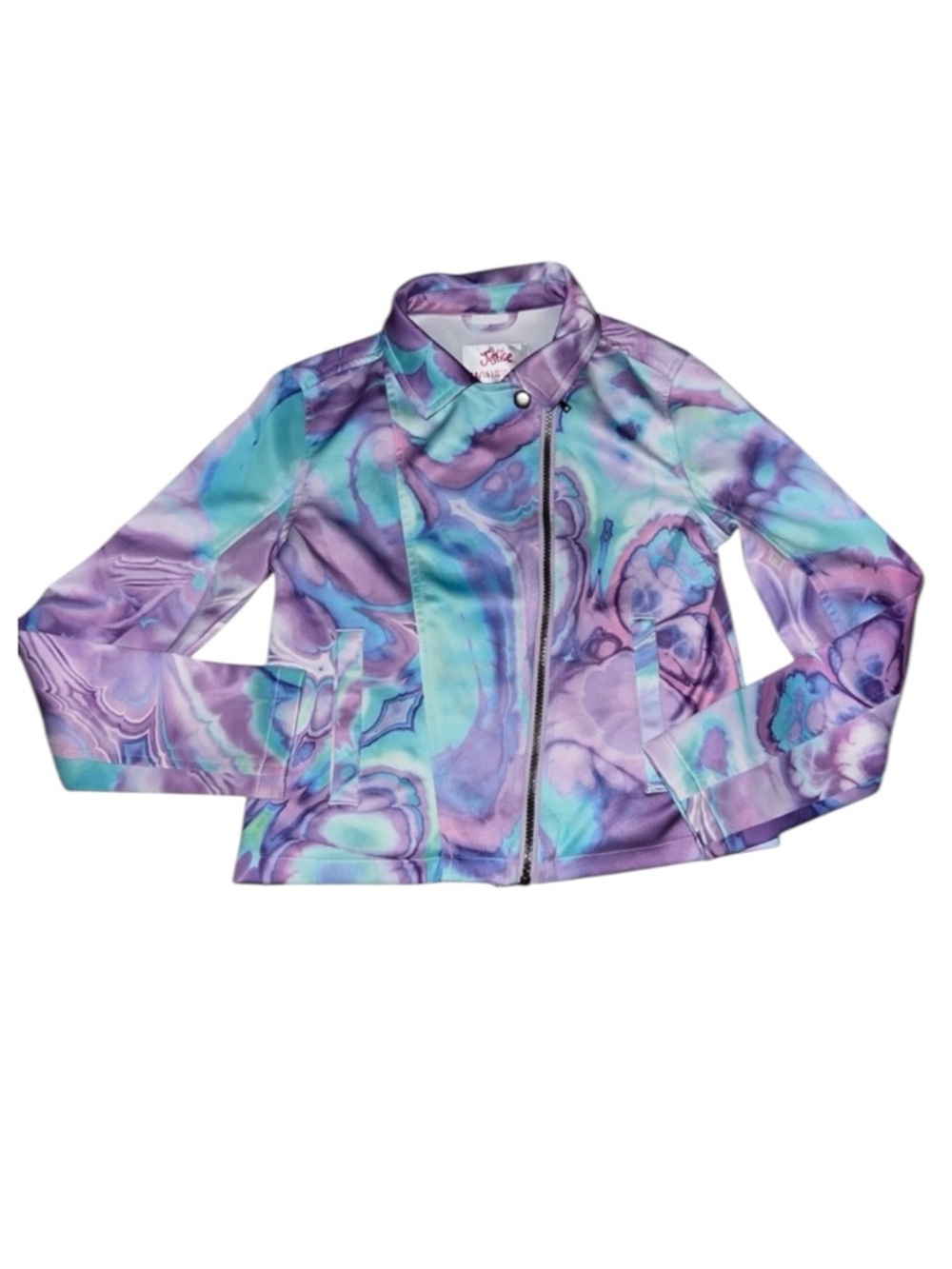 Justice Jacket Purple and Blue Swirly Pattern Size 14/16
